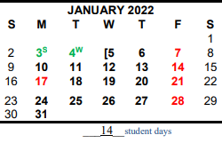 District School Academic Calendar for Gulf Coast High School for January 2022