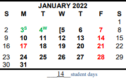 District School Academic Calendar for Hardin/chambers Ctr for January 2022