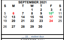 District School Academic Calendar for Hardin/chambers Ctr for September 2021