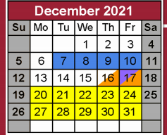 District School Academic Calendar for Alter Sch for December 2021