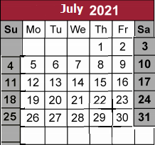 District School Academic Calendar for Bowie County Jjaep for July 2021