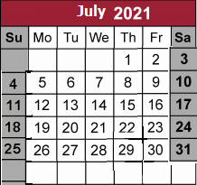 District School Academic Calendar for Alter Sch for July 2021