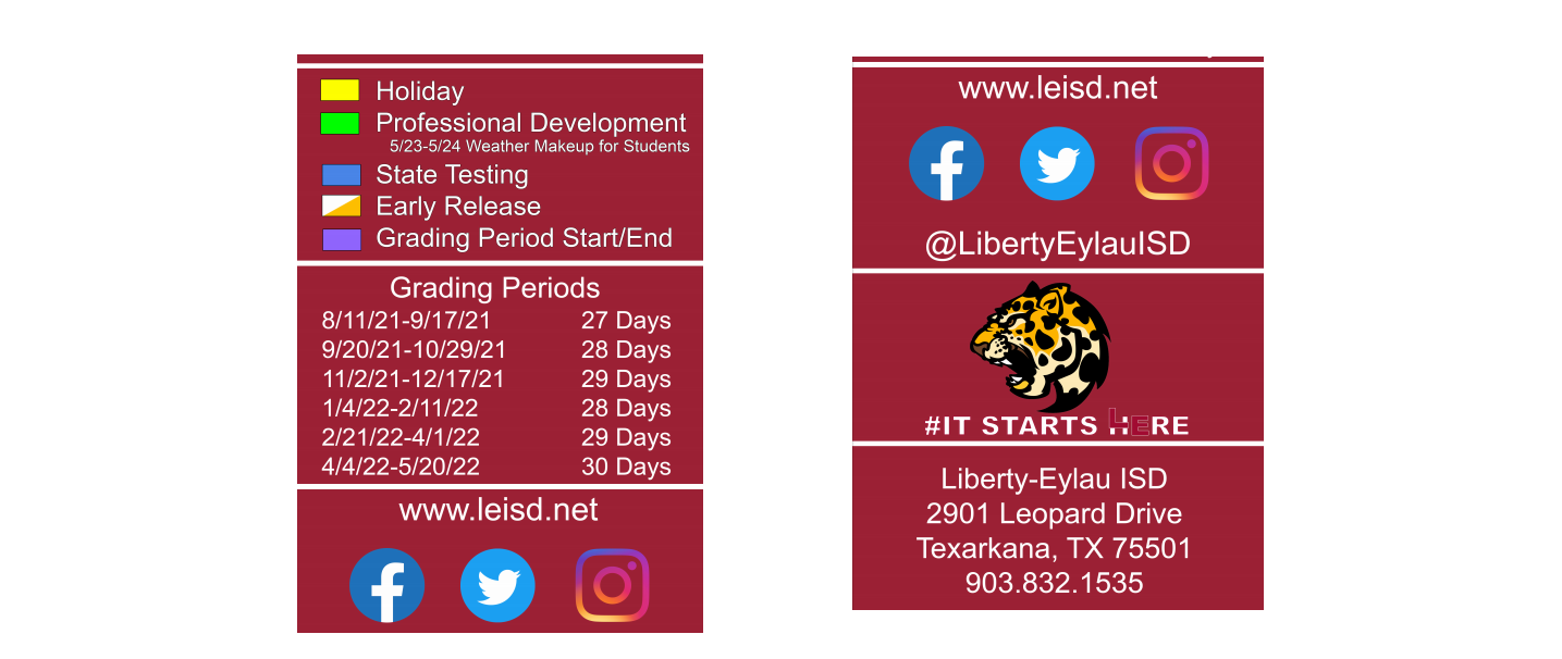 District School Academic Calendar Key for Liberty-eylau Pre-k Center Grandvi