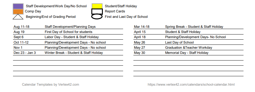 District School Academic Calendar Key for Liberty Hill High School