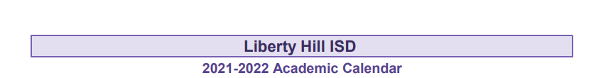 District School Academic Calendar for Liberty Hill Junior High