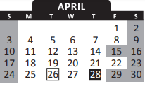 District School Academic Calendar for Elliott Elementary School for April 2022