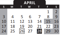 District School Academic Calendar for Information Tech Focus Program for April 2022