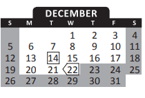 District School Academic Calendar for Information Tech Focus Program for December 2021