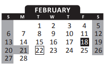 District School Academic Calendar for Saratoga Elementary School for February 2022