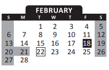 District School Academic Calendar for C Culler Middle School for February 2022