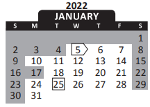 District School Academic Calendar for Cavett Elementary School for January 2022