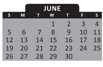District School Academic Calendar for Humann Elementary School for June 2022
