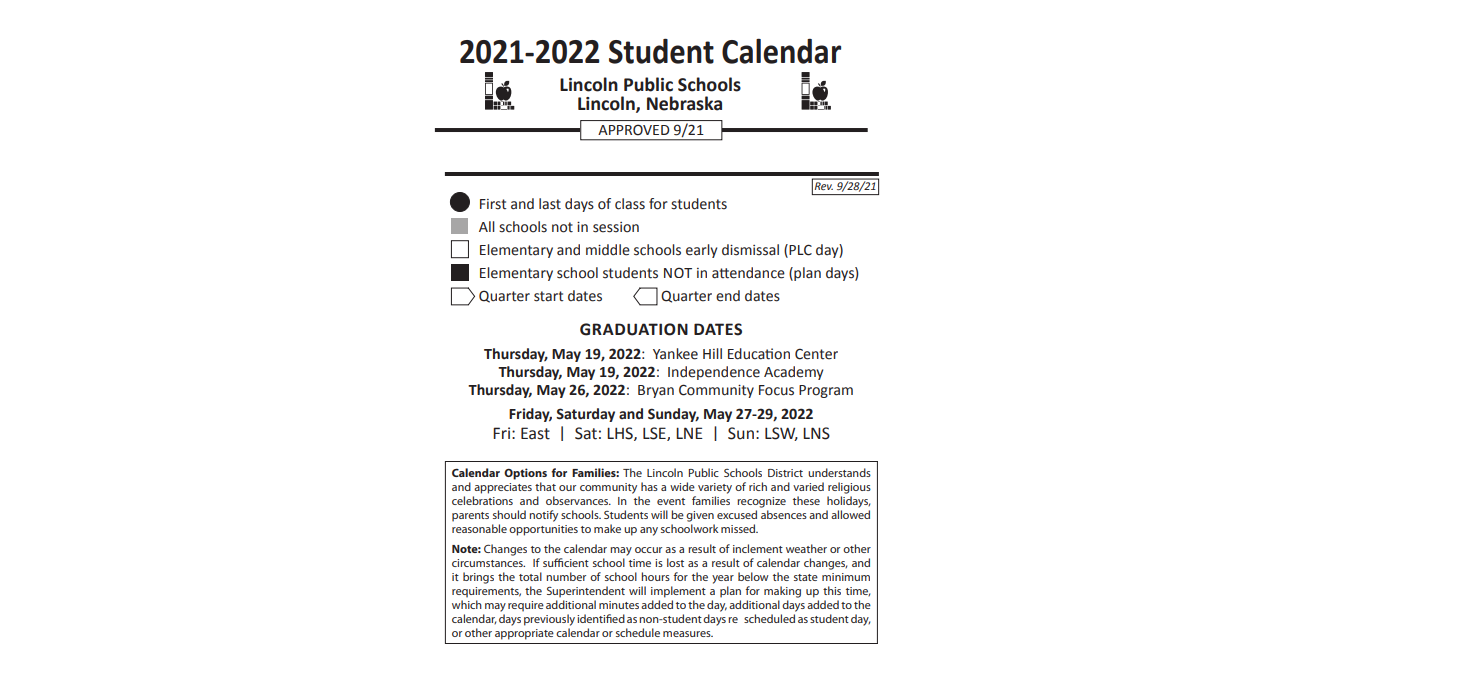 District School Academic Calendar Key for Arts & Humanities Focus Prgm