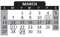 District School Academic Calendar for Entrepreneurship Focus Program for March 2022