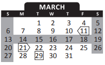 District School Academic Calendar for Information Tech Focus Program for March 2022