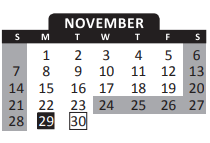 District School Academic Calendar for Humann Elementary School for November 2021
