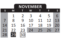 District School Academic Calendar for Transition Expulsion Program for November 2021