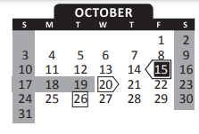 District School Academic Calendar for Pershing Elementary School for October 2021
