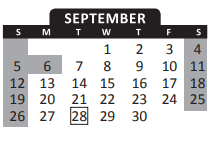 District School Academic Calendar for Information Tech Focus Program for September 2021