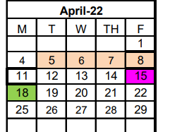 District School Academic Calendar for Early Childhood Center for April 2022