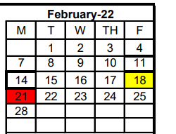 District School Academic Calendar for Early Childhood Center for February 2022