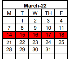 District School Academic Calendar for Velma Penny El for March 2022