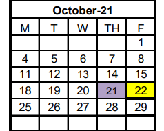 District School Academic Calendar for St Louis Unit for October 2021