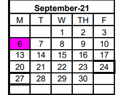 District School Academic Calendar for Early Childhood Center for September 2021