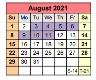 District School Academic Calendar for Linden-kildare High School for August 2021