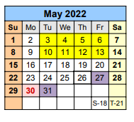 District School Academic Calendar for Mae Luster Stephens Junior High for May 2022
