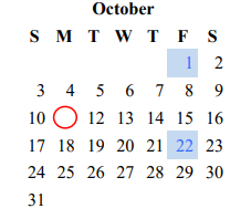 District School Academic Calendar for Littlefield Primary for October 2021