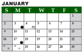District School Academic Calendar for Livingston J H for January 2022