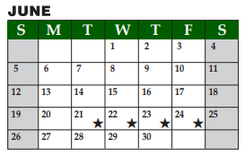 District School Academic Calendar for Livingston J H for June 2022