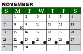 District School Academic Calendar for Livingston H S for November 2021