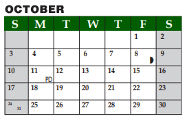 District School Academic Calendar for Timber Creek Elementary for October 2021