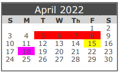 District School Academic Calendar for Llano El for April 2022