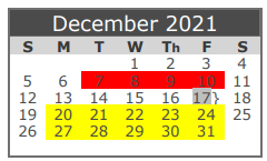 District School Academic Calendar for Llano El for December 2021
