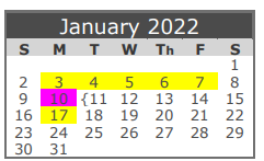 District School Academic Calendar for Llano El for January 2022