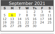 District School Academic Calendar for Llano El for September 2021