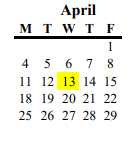 District School Academic Calendar for Live Oak Elementary for April 2022