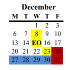 District School Academic Calendar for Benjamin Holt College Preparatory Academy for December 2021