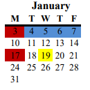 District School Academic Calendar for Plaza Robles Continuation High for January 2022