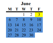 District School Academic Calendar for Morada Middle for June 2022