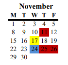 District School Academic Calendar for Plaza Robles Continuation High for November 2021
