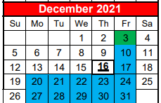 District School Academic Calendar for Lone Oak Elementary for December 2021