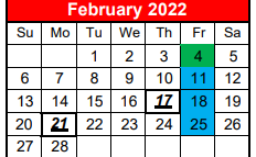 District School Academic Calendar for Lone Oak High School for February 2022