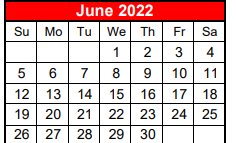 District School Academic Calendar for Lone Oak Elementary for June 2022