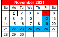 District School Academic Calendar for Lone Oak Elementary for November 2021