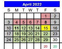 District School Academic Calendar for Challenge Academy for April 2022