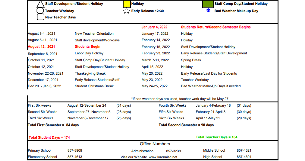 District School Academic Calendar Key for Opportunity Learning Ctr